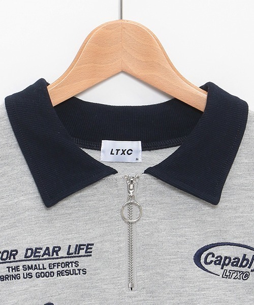 セール】【LTXC】ハーフZIPルーズ半T（Tシャツ/カットソー