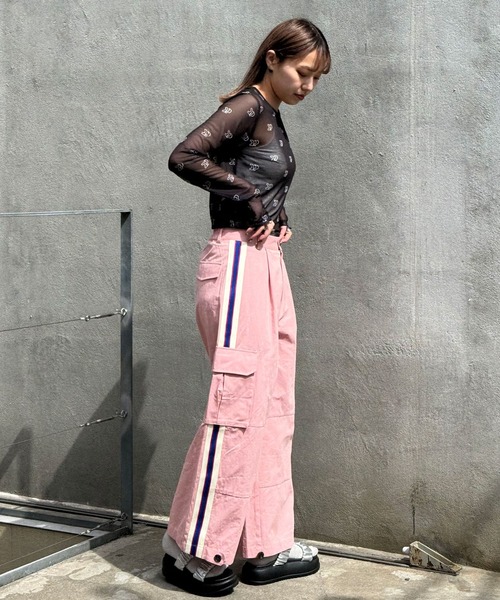 CIAOPANIC（チャオパニック）の「サイドライントラックカーゴパンツ（カーゴパンツ・レディース・ピンク/カーキ・FREE）」の19枚目の写真