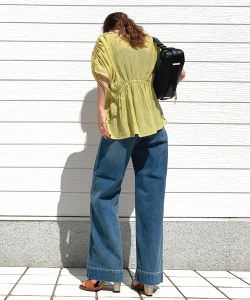 Q（キュー）の「ショルダードロストギャザーブラウス（シャツ/ブラウス・レディース・マスタード/レッド/グリーン・MEDIUM）」の9枚目の写真