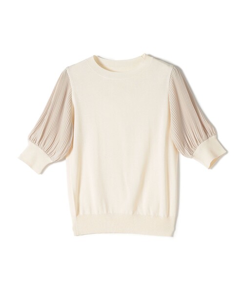 SHIPS Colors:〈手洗い可能〉プリーツ コンビ 5分袖 ニット◇ SHIPS Colors:〈手洗い可能〉プリーツ コンビ 5分袖 ニット