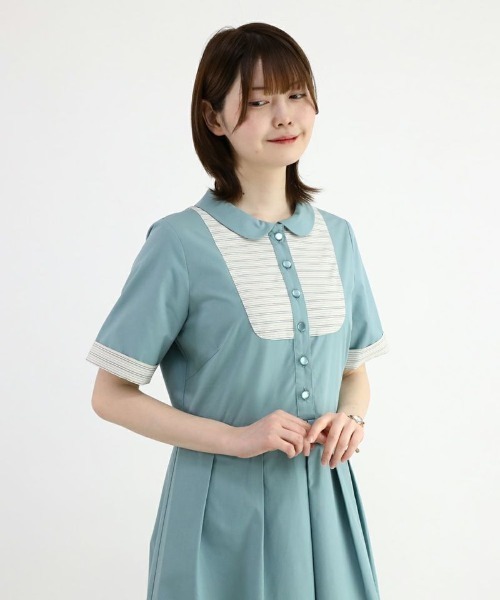 F i.n.t(フィント)の「マルチボーダー切替シャツワンピース/fint(シャツワンピース・レディース・ブルーグレー/サーモンピンク/ミント・FREE)」の20枚目の写真