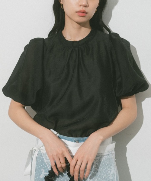 VANNIE U（ヴァニーユー）の「シアーふくりブラウス（シャツ/ブラウス・レディース・ピンク/アイボリー/ブラック・FREE）」の21枚目の写真