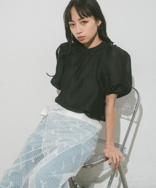 VANNIE U（ヴァニーユー）の「シアーふくりブラウス（シャツ/ブラウス・レディース・ピンク/アイボリー/ブラック・FREE）」の22枚目の写真