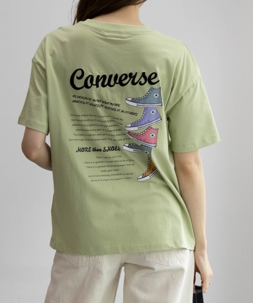 CONVERSE(コンバース)の「CONVERSE バックロゴ刺繍シューズプリントTシャツ 綿100%(Tシャツ/カットソー・レディース・ライム/ネイビー/オートミール・M/L)」の9枚目の写真