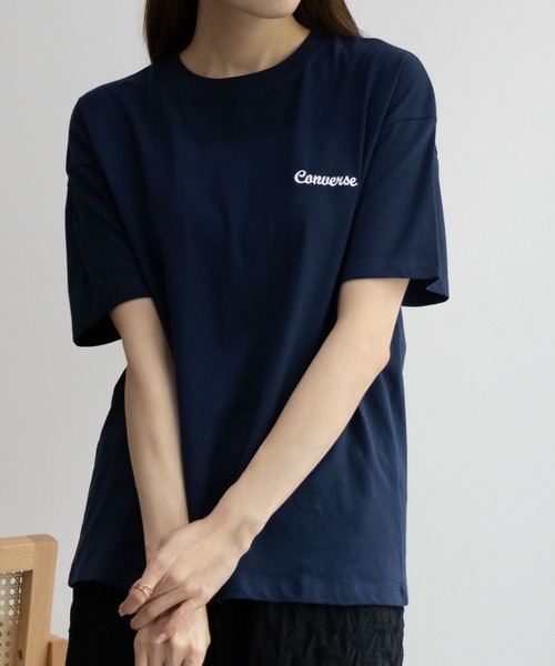 CONVERSE(コンバース)の「CONVERSE バックロゴ刺繍シューズプリントTシャツ 綿100%(Tシャツ/カットソー・レディース・ライム/ネイビー/オートミール・M/L)」の12枚目の写真