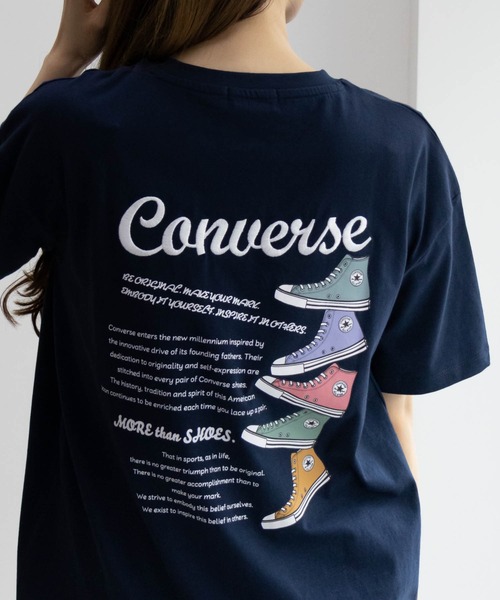 CONVERSE(コンバース)の「CONVERSE バックロゴ刺繍シューズプリントTシャツ 綿100%(Tシャツ/カットソー・レディース・ライム/ネイビー/オートミール・M/L)」の13枚目の写真