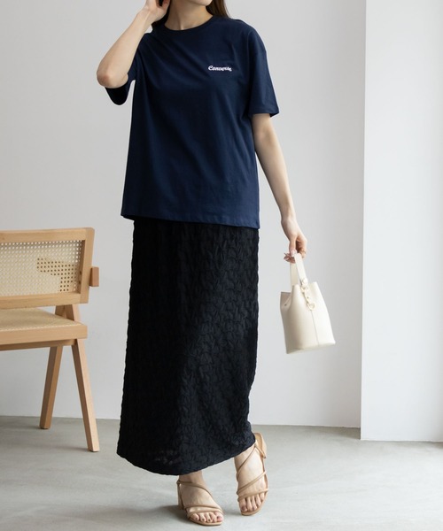 CONVERSE(コンバース)の「CONVERSE バックロゴ刺繍シューズプリントTシャツ 綿100%(Tシャツ/カットソー・レディース・ライム/ネイビー/オートミール・M/L)」の15枚目の写真