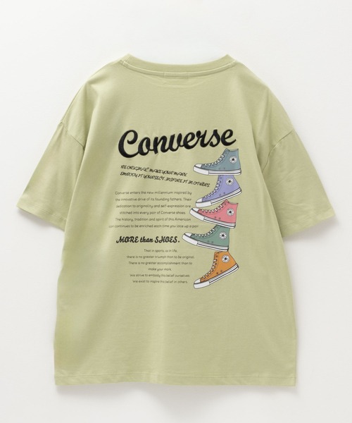 CONVERSE(コンバース)の「CONVERSE バックロゴ刺繍シューズプリントTシャツ 綿100%(Tシャツ/カットソー・レディース・ライム/ネイビー/オートミール・M/L)」の19枚目の写真