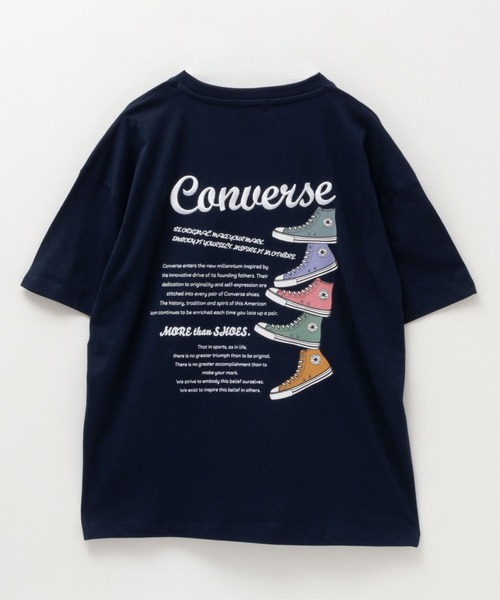 CONVERSE(コンバース)の「CONVERSE バックロゴ刺繍シューズプリントTシャツ 綿100%(Tシャツ/カットソー・レディース・ライム/ネイビー/オートミール・M/L)」の21枚目の写真