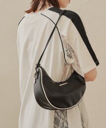 配色パイピングショルダーバッグ