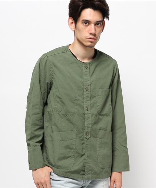 CIAOPANIC（チャオパニック）の「【Ciaopanic】　ノーカラーフレンチワークジャケット（ブルゾン・メンズ・オフホワイト/ネイビー/オリーブ・MEDIUM/LARGE）」の3枚目の写真