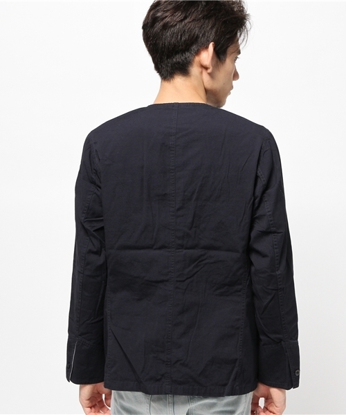 CIAOPANIC（チャオパニック）の「【Ciaopanic】　ノーカラーフレンチワークジャケット（ブルゾン・メンズ・オフホワイト/ネイビー/オリーブ・MEDIUM/LARGE）」の6枚目の写真