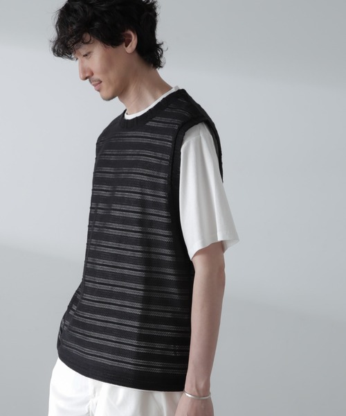 NANO universe（ナノユニバース）の「かぎ針アンサンブルTシャツ（Tシャツ/カットソー・メンズ・ブラック/ホワイト/ベージュ・L/M）」の3枚目の写真