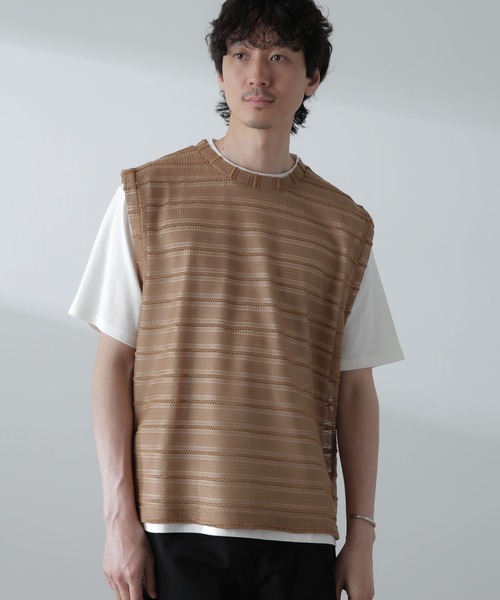 NANO universe（ナノユニバース）の「かぎ針アンサンブルTシャツ（Tシャツ/カットソー・メンズ・ブラック/ホワイト/ベージュ・L/M）」の10枚目の写真