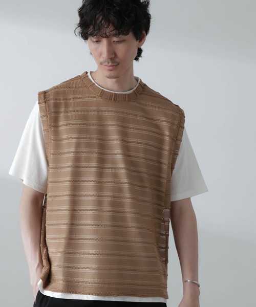 NANO universe（ナノユニバース）の「かぎ針アンサンブルTシャツ（Tシャツ/カットソー・メンズ・ブラック/ホワイト/ベージュ・L/M）」の11枚目の写真