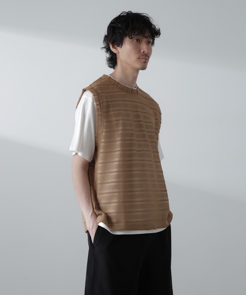 NANO universe（ナノユニバース）の「かぎ針アンサンブルTシャツ（Tシャツ/カットソー・メンズ・ブラック/ホワイト/ベージュ・L/M）」の12枚目の写真