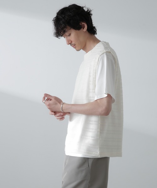 NANO universe（ナノユニバース）の「かぎ針アンサンブルTシャツ（Tシャツ/カットソー・メンズ・ブラック/ホワイト/ベージュ・L/M）」の17枚目の写真