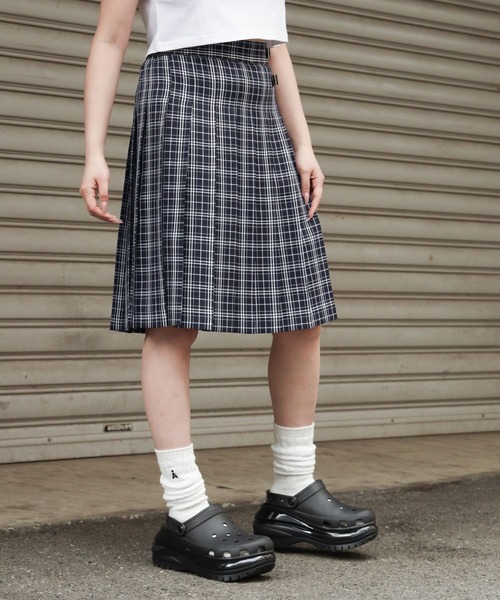3.3 Field Trip （3.3フィールドトリップ）の「3.3 Field Trip／ベルトツキチェックスカート（スカート・レディース・ライトブルー/ネイビー・FREE）」の16枚目の写真