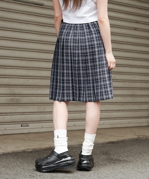 3.3 Field Trip （3.3フィールドトリップ）の「3.3 Field Trip／ベルトツキチェックスカート（スカート・レディース・ライトブルー/ネイビー・FREE）」の15枚目の写真