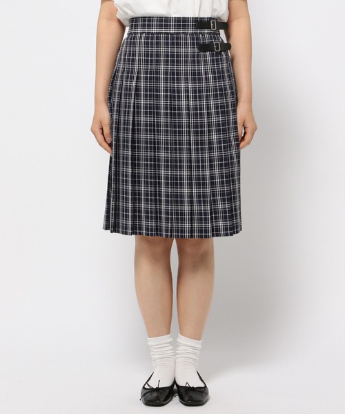 3.3 Field Trip （3.3フィールドトリップ）の「3.3 Field Trip／ベルトツキチェックスカート（スカート・レディース・ライトブルー/ネイビー・FREE）」の13枚目の写真