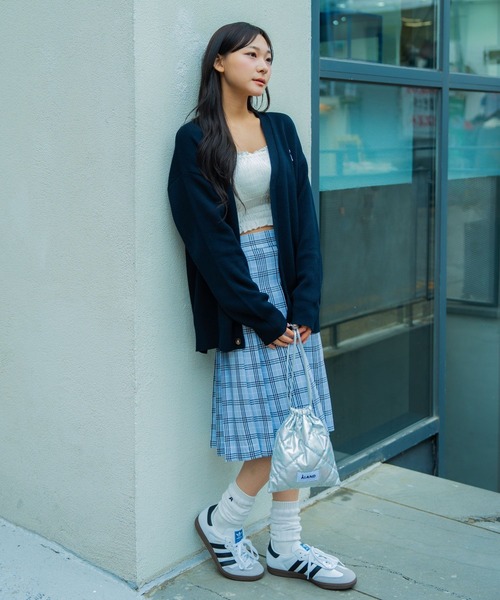 3.3 Field Trip （3.3フィールドトリップ）の「3.3 Field Trip／ベルトツキチェックスカート（スカート・レディース・ライトブルー/ネイビー・FREE）」の21枚目の写真