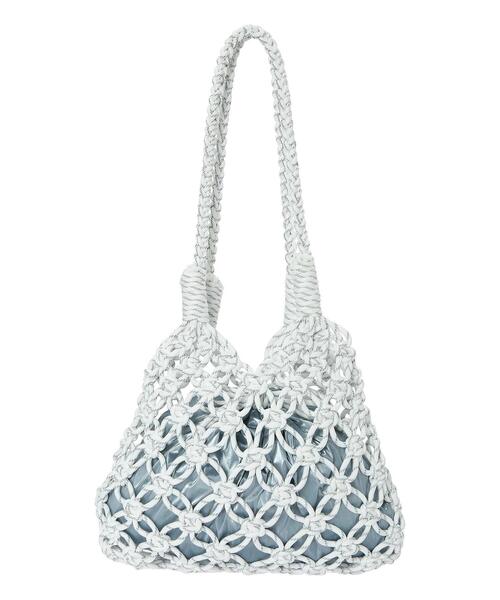 Samansa Mos2 blue（サマンサモスモスブルー）の「巾着付コードマクラメバッグ（ハンドバッグ・レディース・ブラック/パープル/オフホワイト・F）」の17枚目の写真