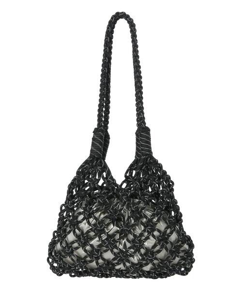 Samansa Mos2 blue（サマンサモスモスブルー）の「巾着付コードマクラメバッグ（ハンドバッグ・レディース・ブラック/パープル/オフホワイト・F）」の18枚目の写真