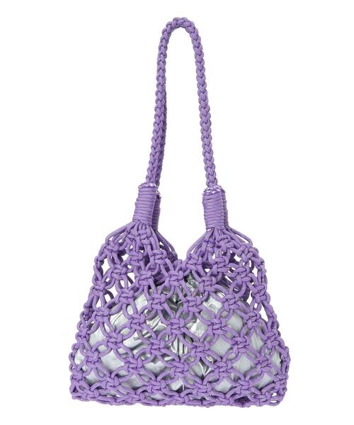 Samansa Mos2 blue（サマンサモスモスブルー）の「巾着付コードマクラメバッグ（ハンドバッグ・レディース・ブラック/パープル/オフホワイト・F）」の19枚目の写真