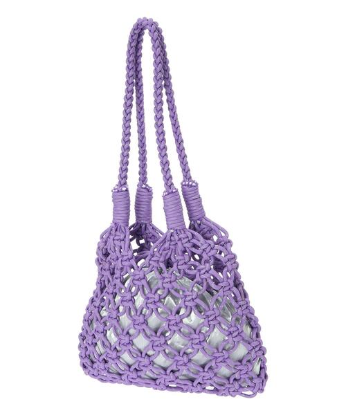 Samansa Mos2 blue（サマンサモスモスブルー）の「巾着付コードマクラメバッグ（ハンドバッグ・レディース・ブラック/パープル/オフホワイト・F）」の20枚目の写真