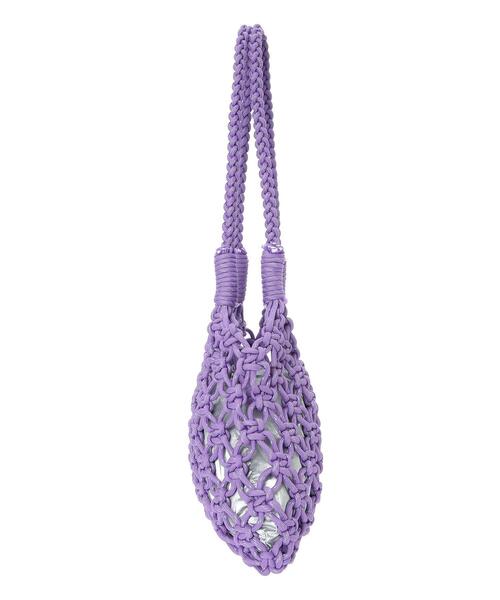 Samansa Mos2 blue（サマンサモスモスブルー）の「巾着付コードマクラメバッグ（ハンドバッグ・レディース・ブラック/パープル/オフホワイト・F）」の21枚目の写真