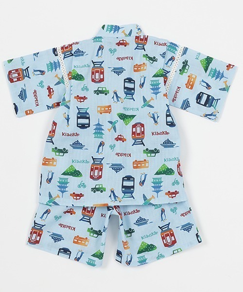 kladskap(クレードスコープ)の「乗り物柄甚平(浴衣・キッズ・オフホワイト/サックスブルー・S/M/L)」の8枚目の写真