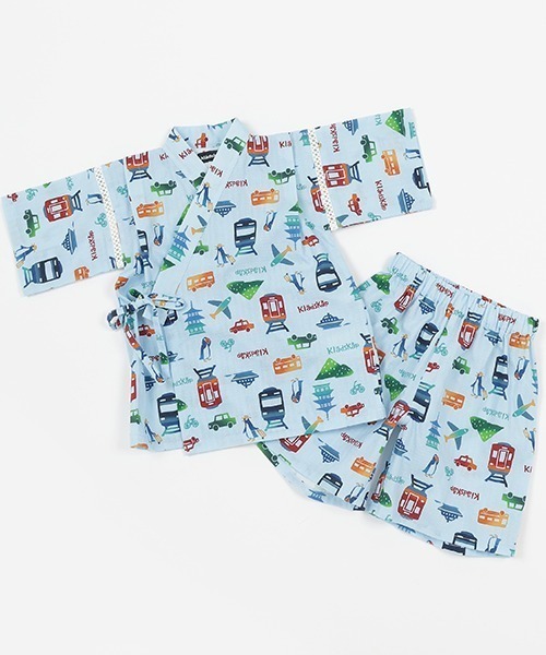 kladskap(クレードスコープ)の「乗り物柄甚平(浴衣・キッズ・オフホワイト/サックスブルー・S/M/L)」の7枚目の写真