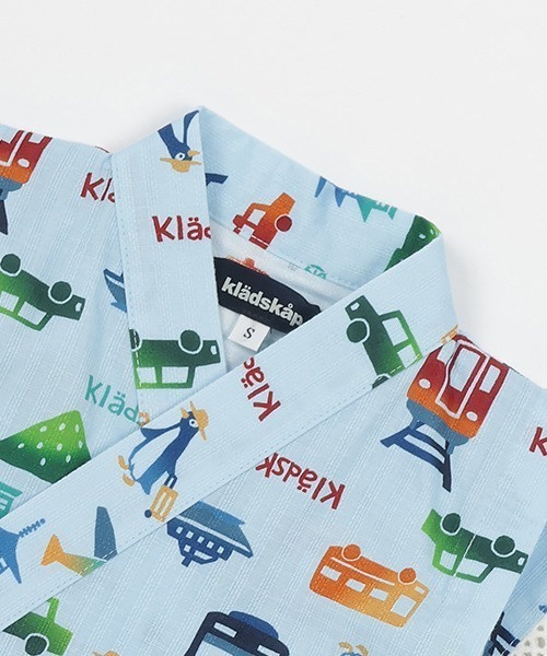 kladskap(クレードスコープ)の「乗り物柄甚平(浴衣・キッズ・オフホワイト/サックスブルー・S/M/L)」の6枚目の写真