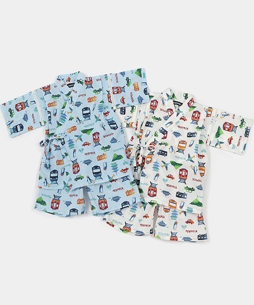 kladskap(クレードスコープ)の「乗り物柄甚平(浴衣・キッズ・オフホワイト/サックスブルー・S/M/L)」の10枚目の写真