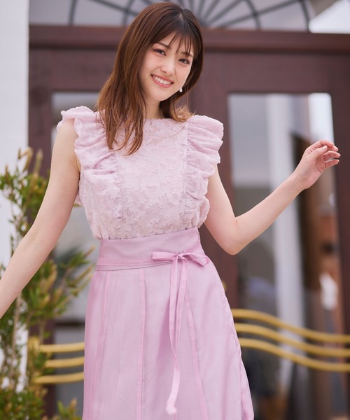 LANTINAM(ランティナム)の「フラワージャガードフリルブラウス(シャツ/ブラウス・レディース・ピンク/オフホワイト・FREE)」の7枚目の写真