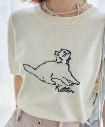 MAJESTIC LEGON | キャットジャカード半袖ニット(ニット/セーター)