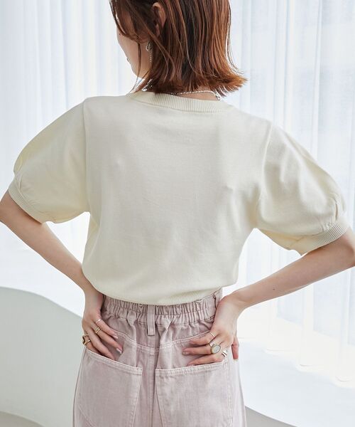 MAJESTIC LEGON（マジェスティックレゴン）の「キャットジャカード半袖ニット（ニット/セーター・レディース・アイボリー/ブラック/レッド・MEDIUM）」の8枚目の写真