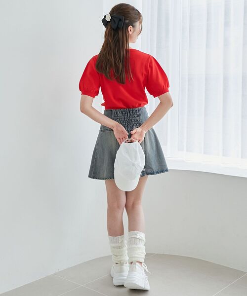 MAJESTIC LEGON（マジェスティックレゴン）の「キャットジャカード半袖ニット（ニット/セーター・レディース・アイボリー/ブラック/レッド・MEDIUM）」の12枚目の写真