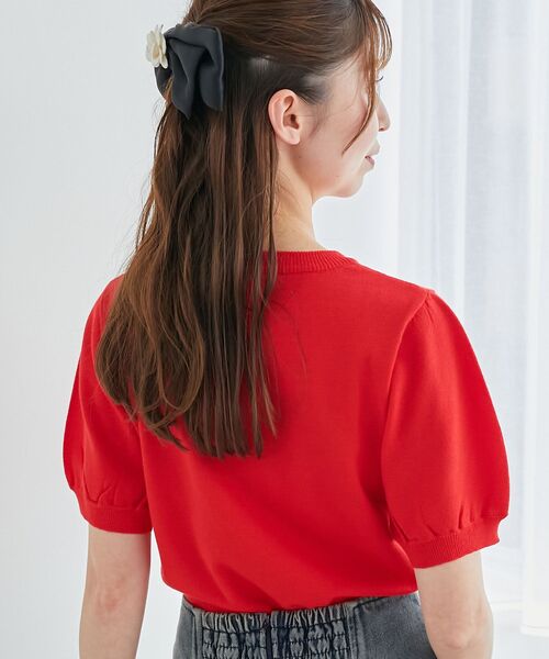 MAJESTIC LEGON（マジェスティックレゴン）の「キャットジャカード半袖ニット（ニット/セーター・レディース・アイボリー/ブラック/レッド・MEDIUM）」の16枚目の写真