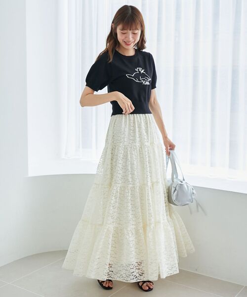 MAJESTIC LEGON（マジェスティックレゴン）の「キャットジャカード半袖ニット（ニット/セーター・レディース・アイボリー/ブラック/レッド・MEDIUM）」の19枚目の写真