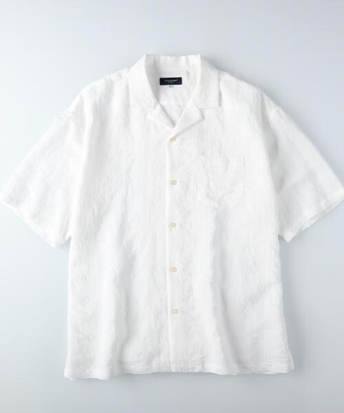 BACK NUMBER(バックナンバー)の「BACK NUMBER(バックナンバー)ドビーオープンカラー半袖シャツ(シャツ/ブラウス・メンズ・ホワイト/ネイビー/ベージュ・M/L/XL)」の4枚目の写真