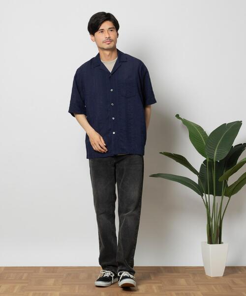 BACK NUMBER(バックナンバー)の「BACK NUMBER(バックナンバー)ドビーオープンカラー半袖シャツ(シャツ/ブラウス・メンズ・ホワイト/ネイビー/ベージュ・M/L/XL)」の18枚目の写真
