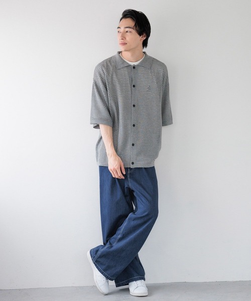 LOWRYS FARM　ダークグレー　Wメッシュジャケシャツ LOWRYS FARM（ローリーズファーム）の「メッシュWジャケシャツ