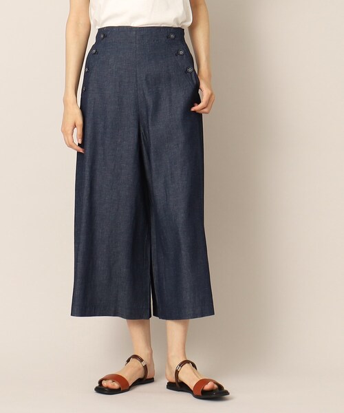 Dessin（デッサン）の「リネンブレンドデニムクロップドマリンパンツ（S～L）（デニムパンツ・レディース・ネイビー/ブルー・01/03/02）」の2枚目の写真