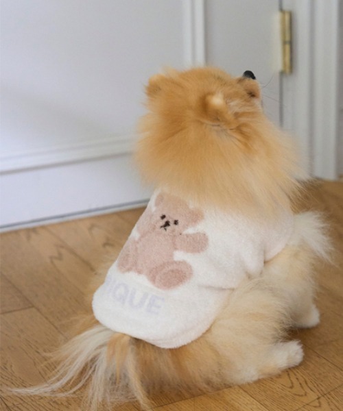 gelato pique(ジェラートピケ)の「【CAT&DOG】ベア柄ジャガードノースリーブプルオーバー(ペットウェア・レディース・ピンク/ネイビー/アイボリー・SMALL/MEDIUM/LARGE)」の4枚目の写真