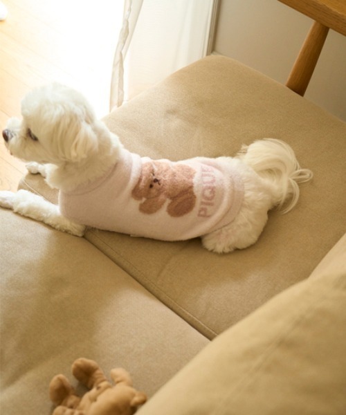 gelato pique(ジェラートピケ)の「【CAT&DOG】ベア柄ジャガードノースリーブプルオーバー(ペットウェア・レディース・ピンク/ネイビー/アイボリー・SMALL/MEDIUM/LARGE)」の5枚目の写真