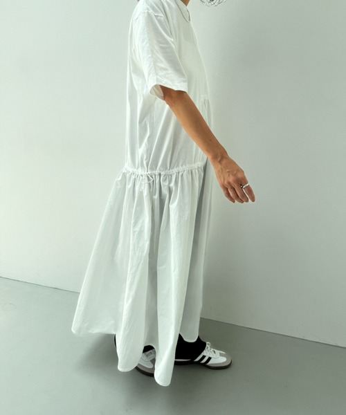 y/m（イム）の「異素材ドッキングドロストワンピース（ワンピース・レディース・ブラック/キャメル/アイボリー・FREE）」の21枚目の写真