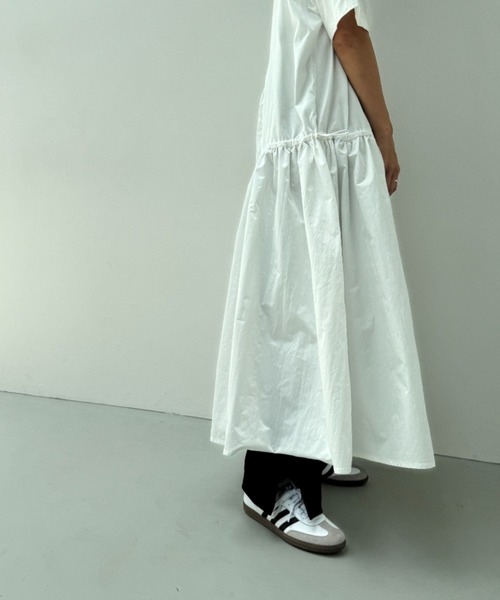 y/m（イム）の「異素材ドッキングドロストワンピース（ワンピース・レディース・ブラック/キャメル/アイボリー・FREE）」の20枚目の写真