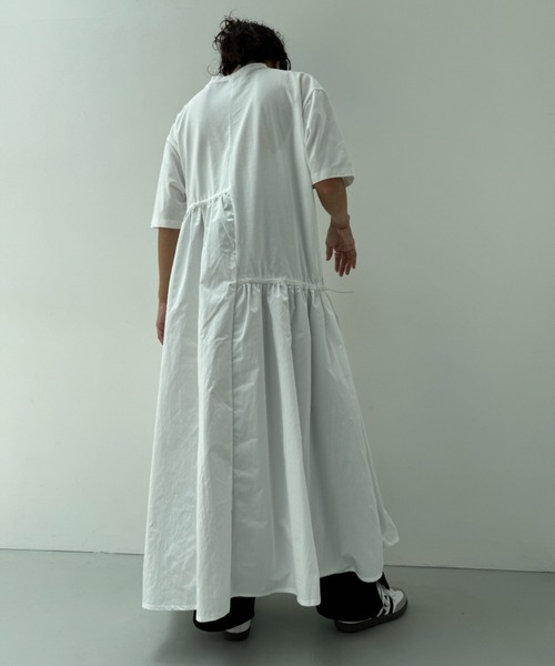 y/m（イム）の「異素材ドッキングドロストワンピース（ワンピース・レディース・ブラック/キャメル/アイボリー・FREE）」の19枚目の写真