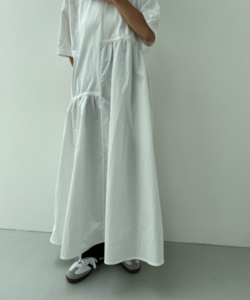 y/m（イム）の「異素材ドッキングドロストワンピース（ワンピース・レディース・ブラック/キャメル/アイボリー・FREE）」の17枚目の写真